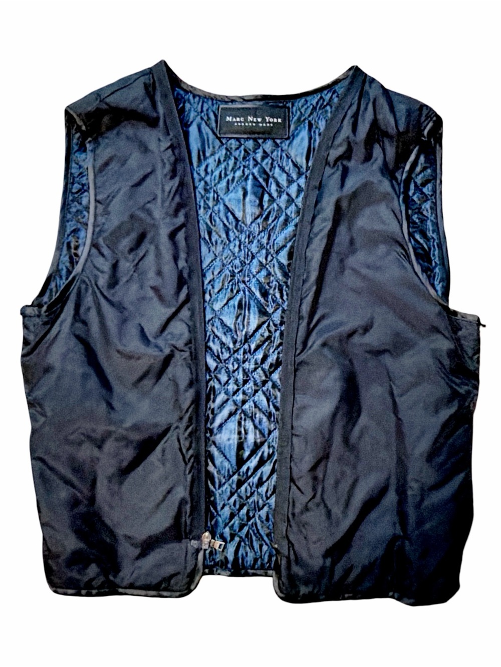 Marc New York Black Leather Bomber Jacket | Quilted Blue Lining | Large | NWT - Picture 13 of 16